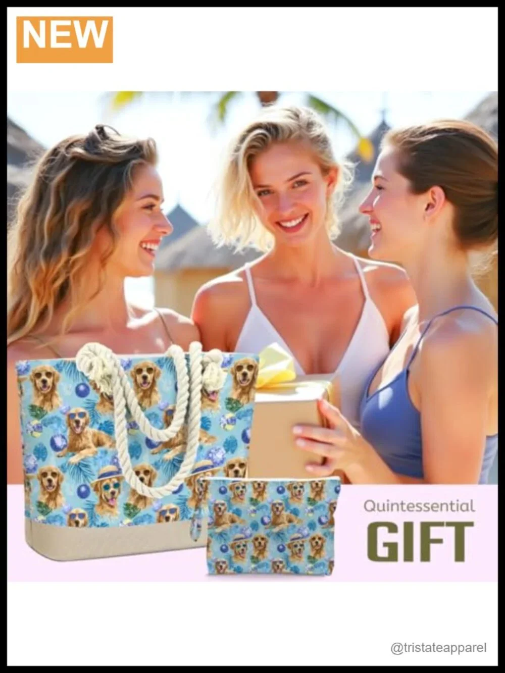 2-Piece Canvas Tote & Waterproof Wet Bag Travel Cosmetics Storage Set